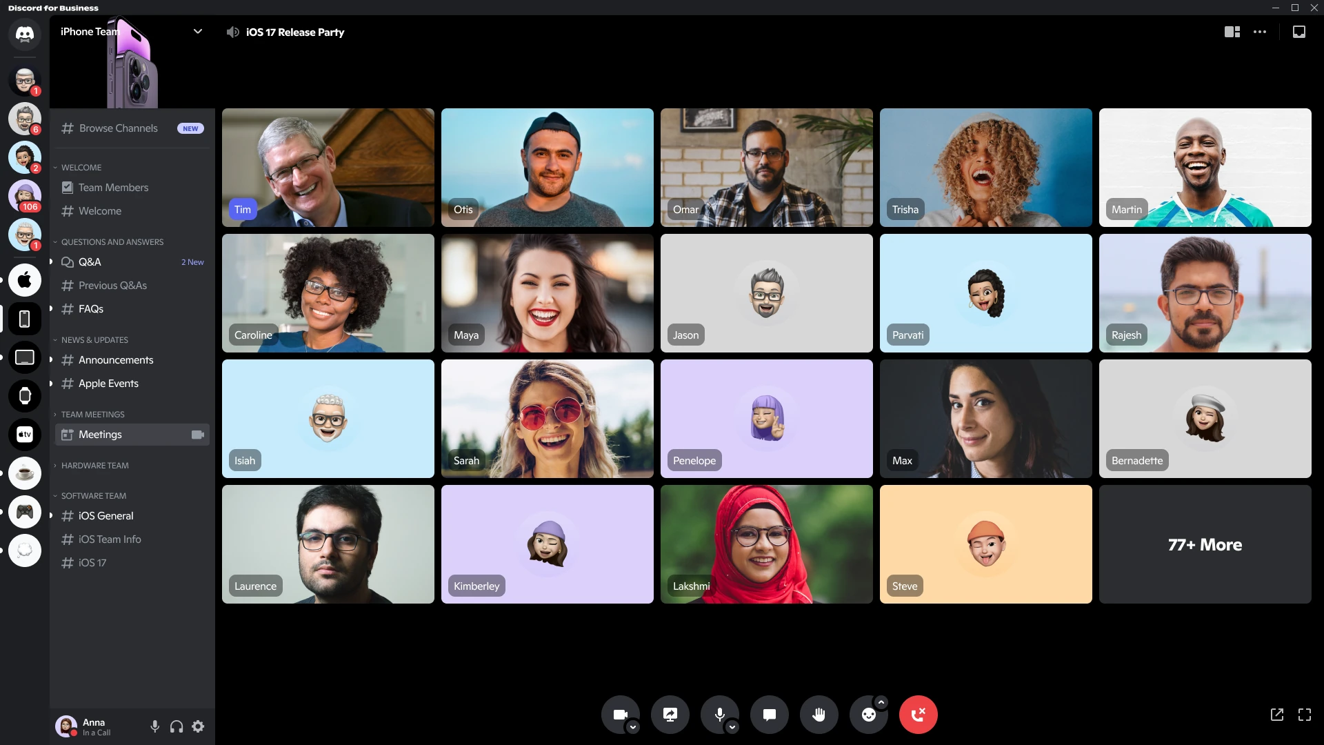Discord for Business calls interface