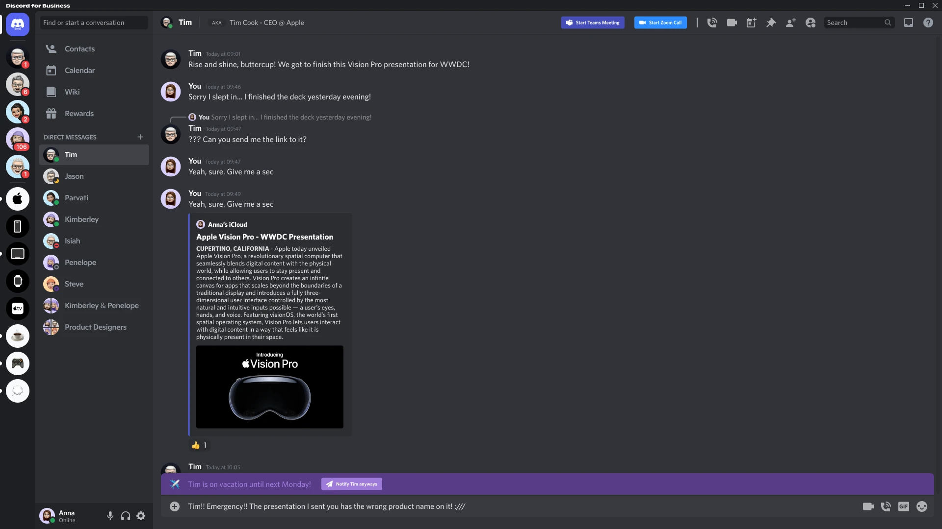 Discord for Business concept interface