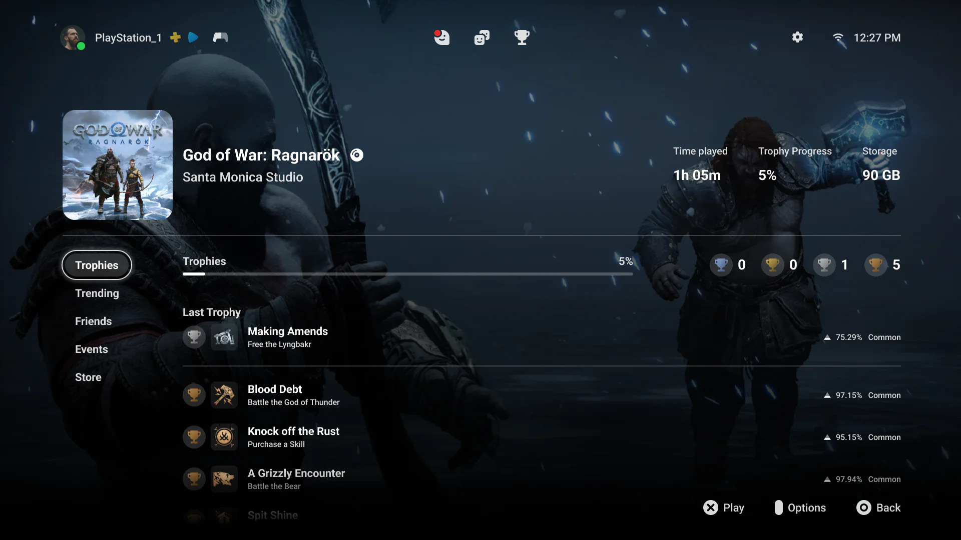 God of War detail screen