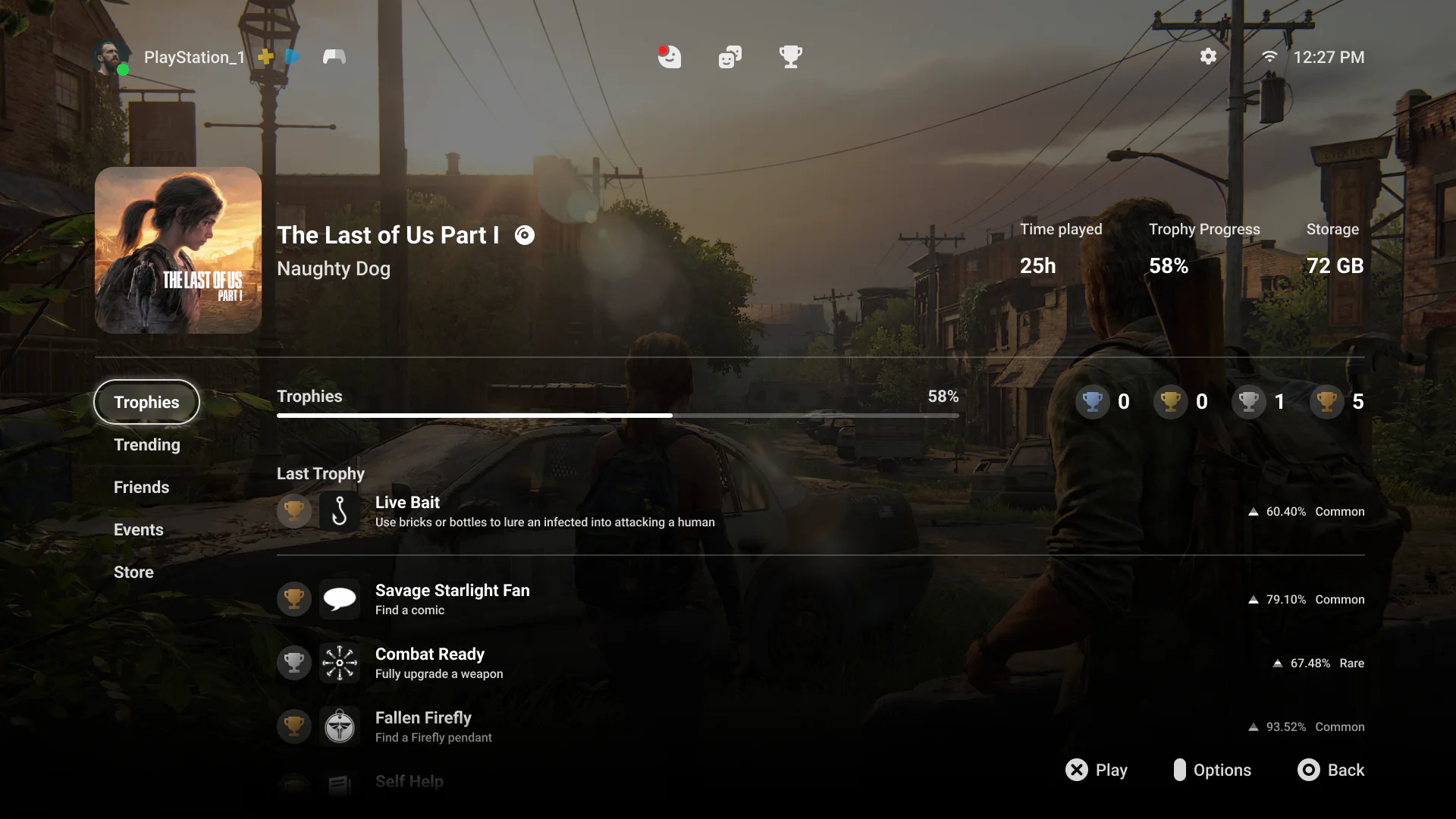 The Last of Us detail screen