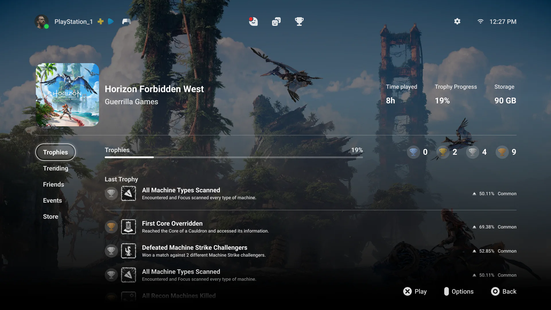 Horizon detail screen
