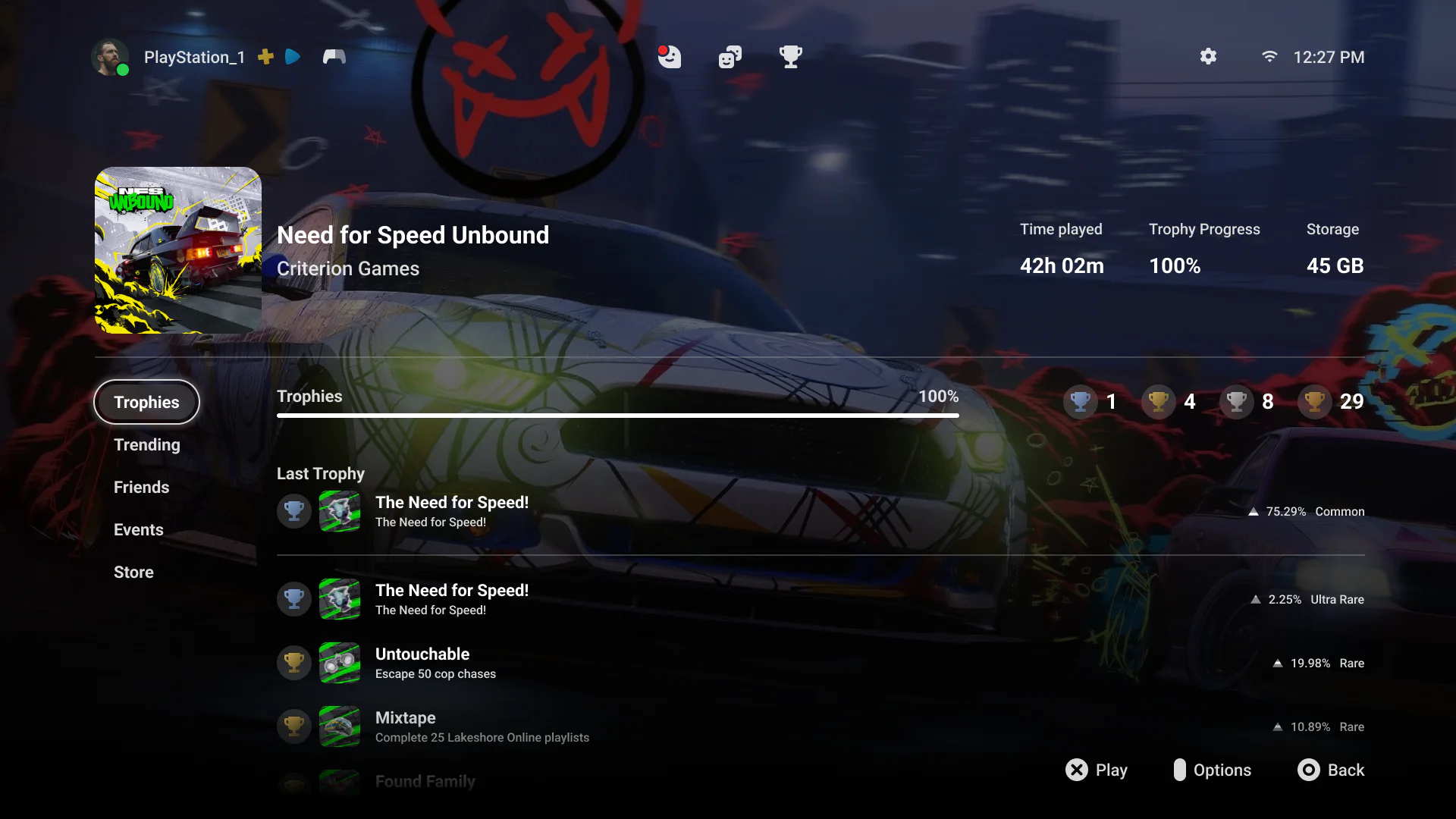 Need for Speed detail screen