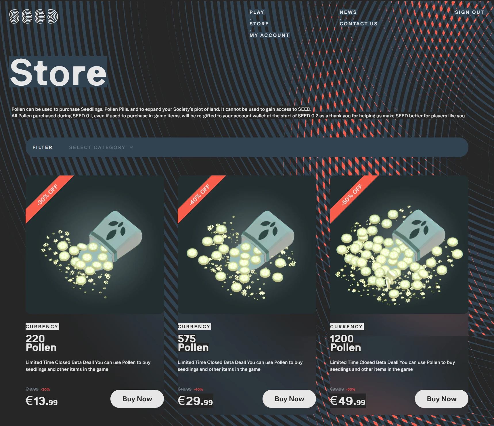SEED web store design