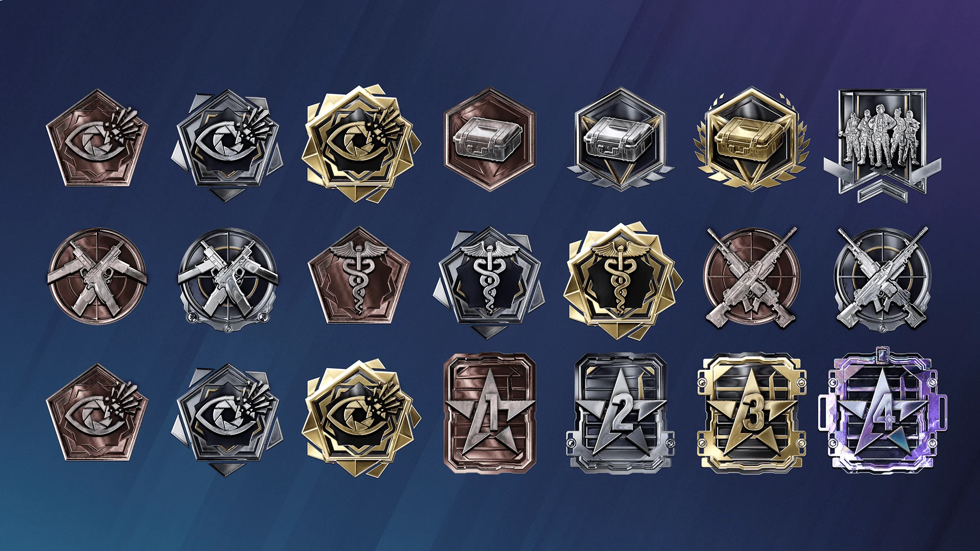 Rainbow Six Siege rendered badge collection three