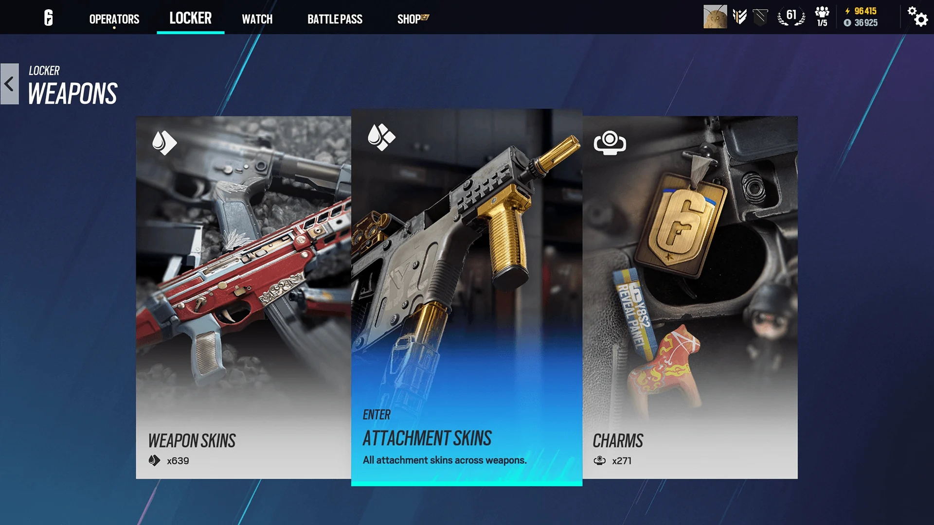 Rainbow Six Siege Locker weapons view