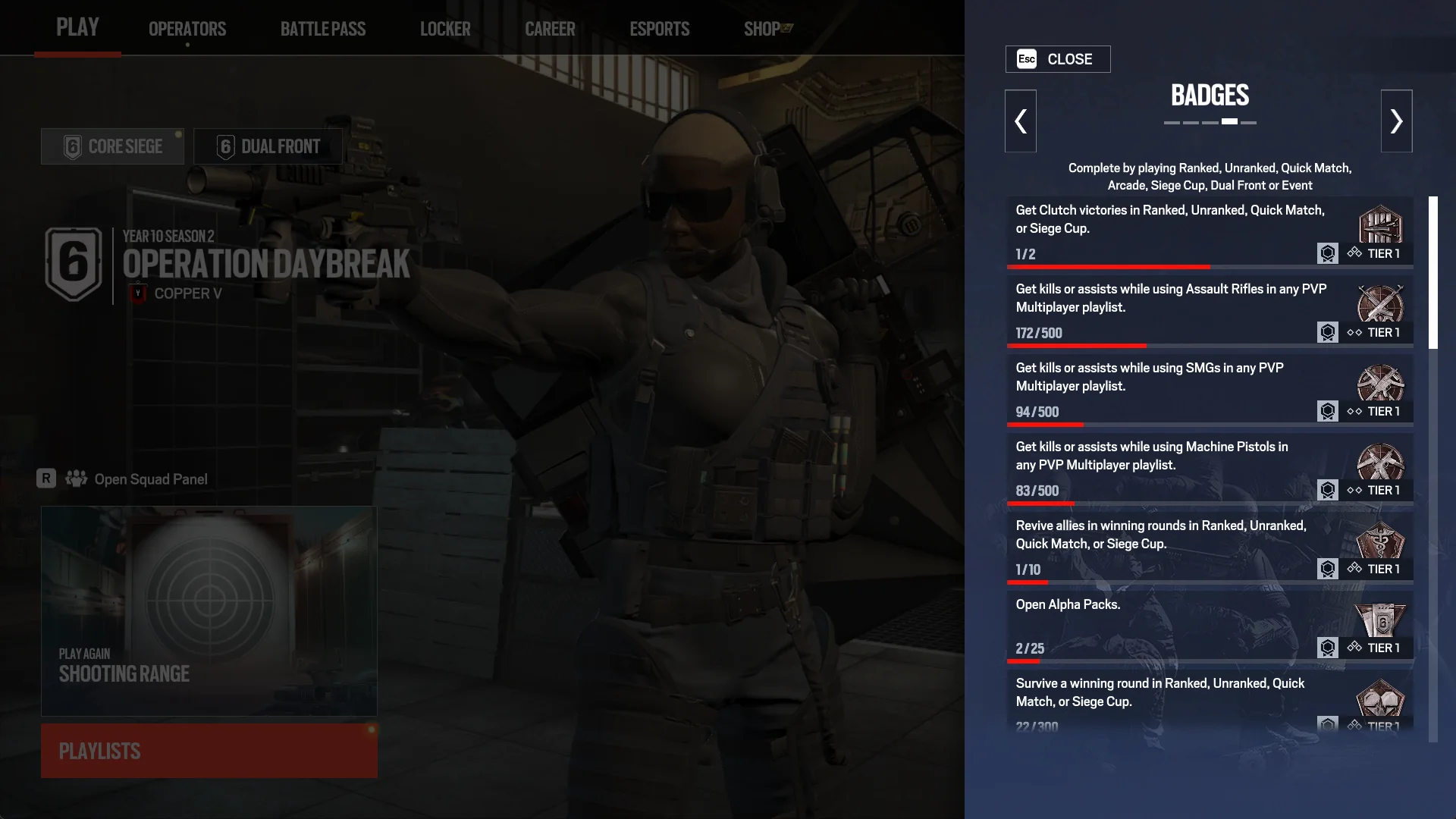 Siege X Challenge Touchpoints badge interface