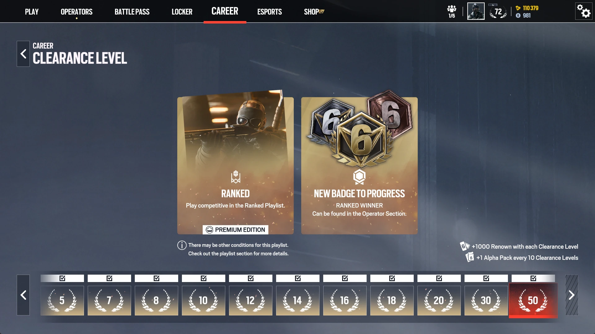 Recurring Clearance Level rewards